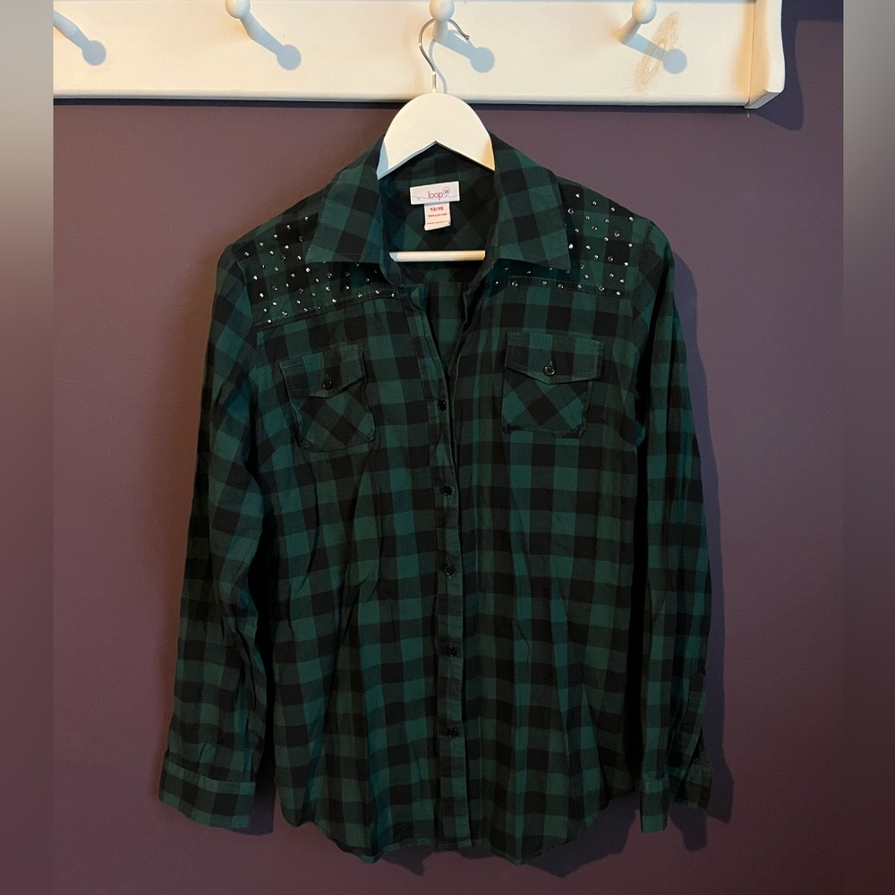Vintage Green and Black Plaid Shirt